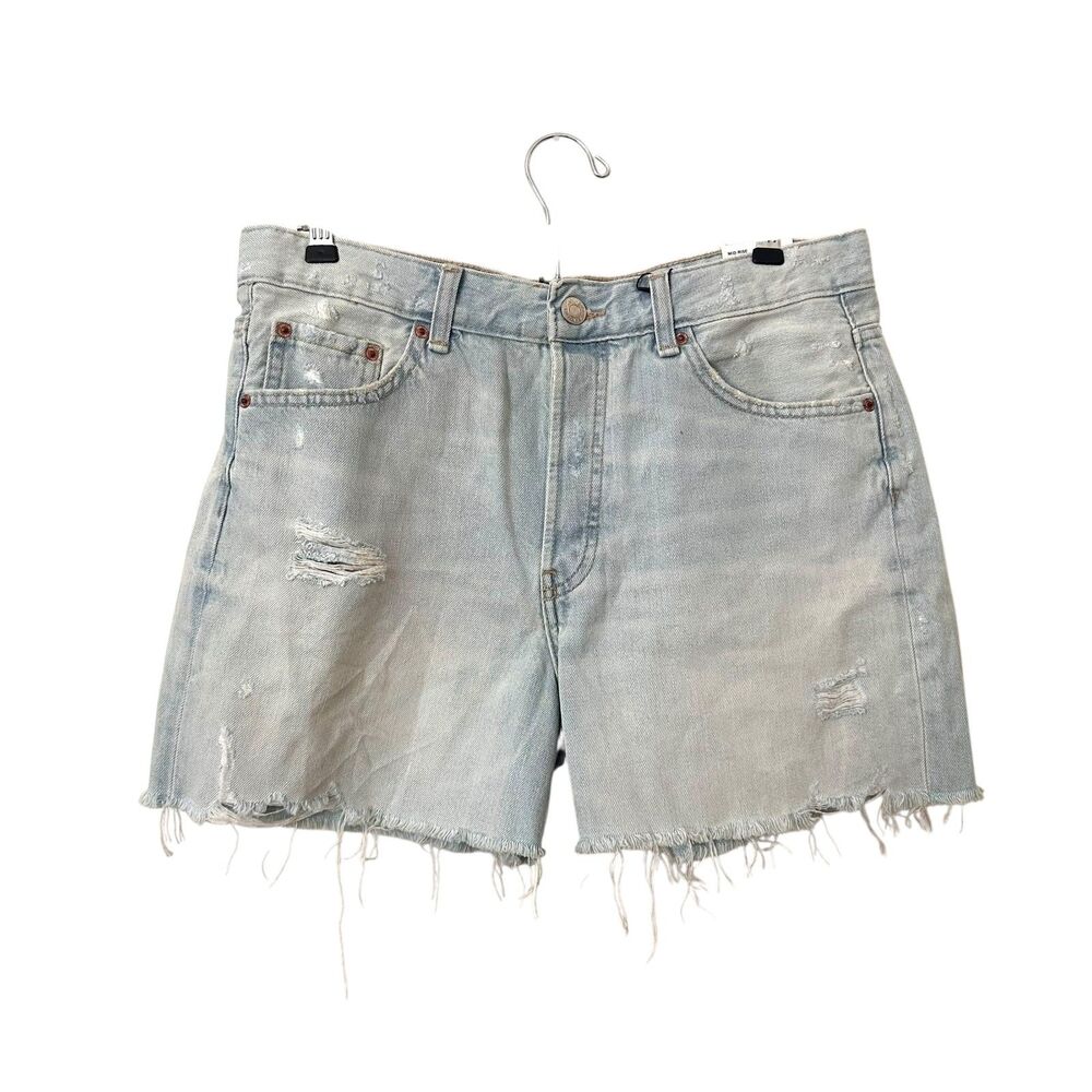 ZARA Boyfriend Bermuda Denim Distressed Light Wash Shorts‎ NWT SZ 8
